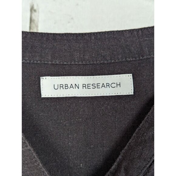 URBAN RESEARCH Lagenlook Minimalist A-Line Linen Maxi Dress Pockets Free Size - Picture 5 of 7